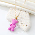 Gold Tone Gummy Bear Pendant Necklaces in Six Candy Colors view 8