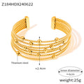 Gold Multi Strand Twisted Rope Bead Open Cuff Bangle view 6