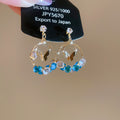 Butterfly Hoop Stud Earrings with Colorful Crystal Accents view 7
