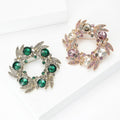 Leaf Wreath Crystal Brooch Pin in Purple or Green Decorative Jewelry view 3