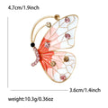 Coral Pink White Enamel Butterfly Brooch Rhinestones view 6