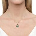 White Gold Christmas Tree Pendant Necklace Color Stones view 3