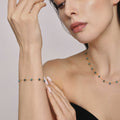 Gold Stainless Steel Teal Natural Stone Bead Necklace Bracelet view 3