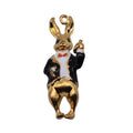 Gold Tone Enamel Gentleman Rabbit Jewelry Charm Pendant view 4