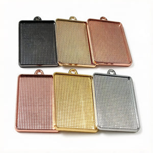 Rectangular Double Sided Bezel Pendant Trays in Six Finishes
