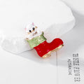 Red Gold Tone Cat Enamel Metal Brooch Pin 3.7 x 4.3 cm view 5