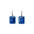 Blue Rectangle Crystal Pendant Necklace Matching Hook Earrings view 5