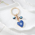 Enamel Heart Evil Eye Keychains with Beaded Chain Drops in Five Colors view 4