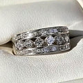 Silver Three Row Geometric Band Ring Square Clear CZ view 1