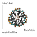 Round Openwork Crystal Flower Brooch With Pearl Center view 5