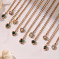Gold Stainless Halo Zircon Pendant Necklaces And Studs view 3