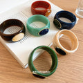 Acrylic Wide Bangle with Oval Gold-Framed Cabochon view 2