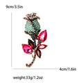 Crystal Rose Stem Brooch with Faceted Petals Decorative Clothing Pin view 4
