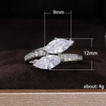 Silver Tone Three Marquise Clear Stone Bypass Ring view 5