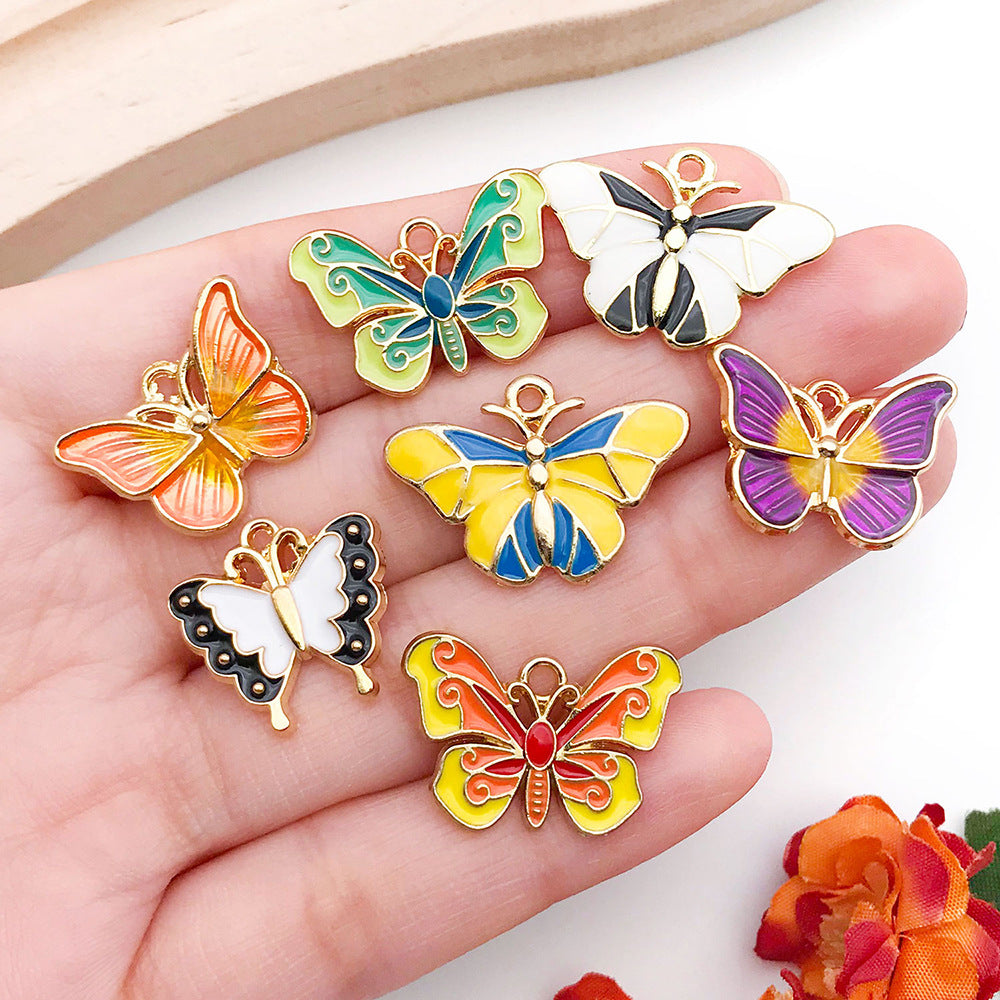 Two Tone Enamel Zinc Alloy Butterfly Charm Pendant for DIY Necklace Bracelet Jewelry Making