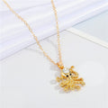 Gold Tone Crystal Octopus Pendant Necklace with Textured Tentacles view 3