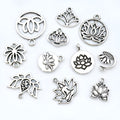 Alloy Antique Silver Yoga Lotus Metal Charms with 12 Listed Options view 2