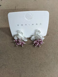 Floral Crystal Stud Earrings in Blue and White Designs view 7