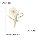 White Shell Flower Branch Brooch with Crystal Buds view 5