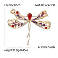 Jeweled Dragonfly Brooch With Long Crystal Tail Jacket and Scarf Accessory view 4