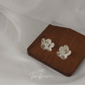 Clear Translucent Acrylic Flower Stud Earrings Pair view 3
