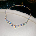 Round Crystal Station Necklace in Nine Color Variations view 6