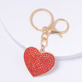 Rhinestone Heart Keychain Gold Tone Metal Bag Charm Pendant view 7