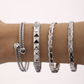 Double Layer Textured Open Ball Tip Bangles Gold and Steel view 4