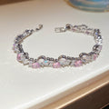 Color Crystal Twisted Link Clasp Statement Bracelet view 3