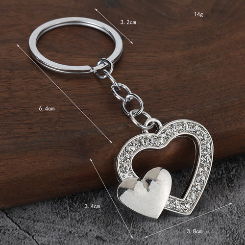 Rhinestone Heart Zinc Alloy Keychain Car Hanging Accessory Gift