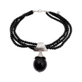 Black Multi Strand Beaded Necklace with Round Pendant view 5
