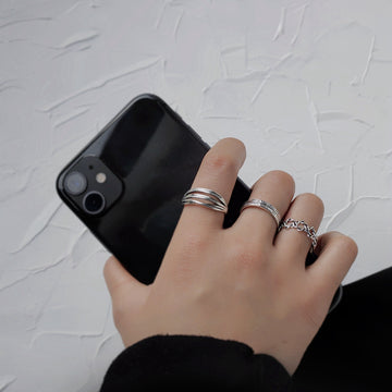 Silver Weekday Letter Engraved Open Adjustable Band Ring