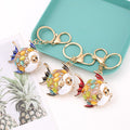 Openwork Goldfish Keychains Cat Eye Stones Rhinestones 3 Colors view 1