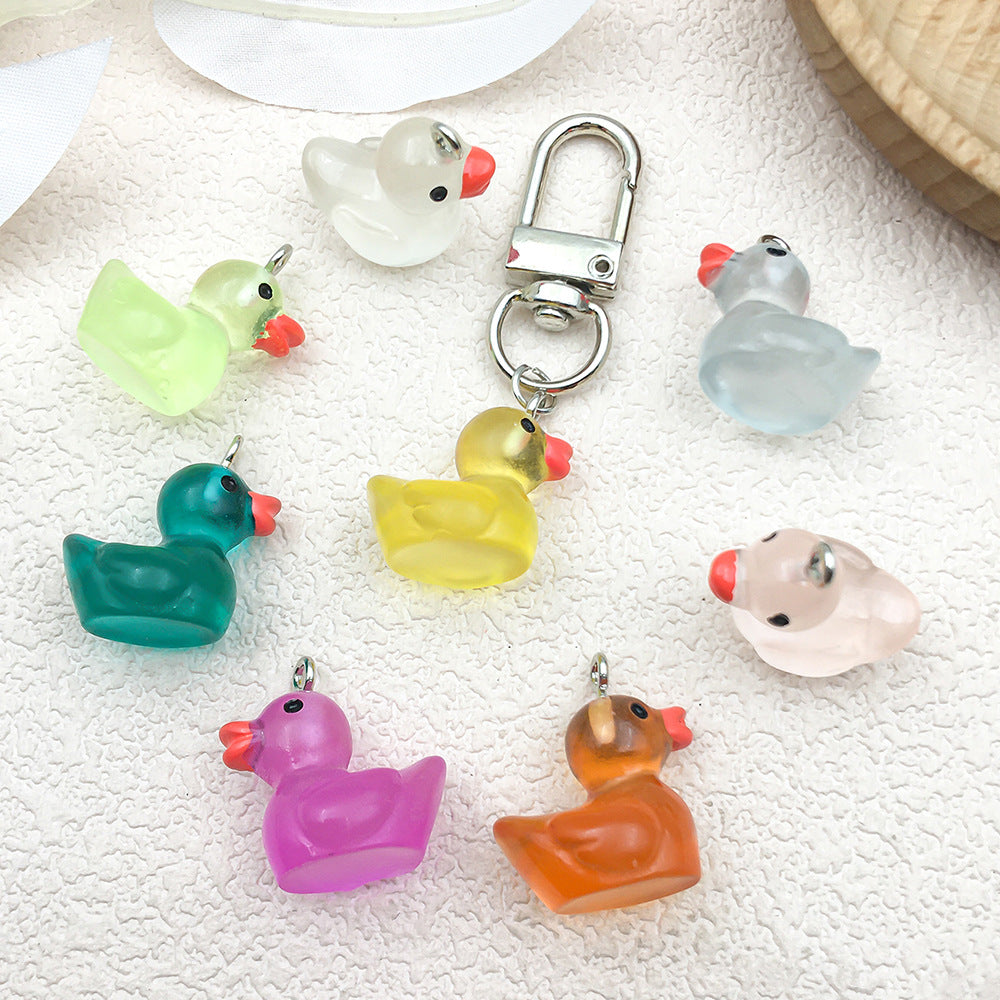 Resin Glow in the Dark 3D Duck Charm Pendant for Keychains Necklaces and Bracelets