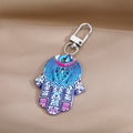Silver Tone Printed Hamsa Acrylic Clip Keychains in Six Designs view 8