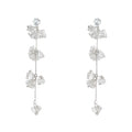 Silver Clear Glass Crystal Butterfly Tassel Drop Earrings view 5