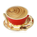 Coffee Cup Brooch with Saucer and Spoon in Three Colors view 1