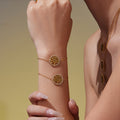 Crystal Rimmed Tree of Life Necklace and Bracelet in Gold Tone view 3
