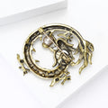 Antique Tone Coiled Dragon Brooch for Jackets, Coats, and Scarves view 4