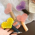 Acrylic Heart Spiral Phone Coil Hair Ties Four Colors view 2