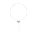 Silver Triangle Slider Necklace Rhinestone Pull Through view 5