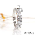 Five Square Clear Stone Half-Eternity Ring In Silver Tone view 4
