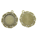 Scroll Border Round Cabochon Pendant Settings in Two Finishes view 4