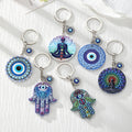 Colorful Printed Evil Eye and Hamsa Acrylic Keychains in Seven Designs view 1