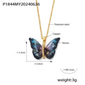 Resin Butterfly Pendant Necklace With Gold Tone Chain view 10