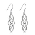Silver Tone Open Braided Marquise Long Drop Earrings view 1