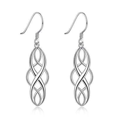 Open braided marquise earrings in front product view