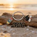 Graduation Multi Charm Keychain Pencil Cap Diploma Silver view 4