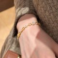Gold Tone Square Crystal Toggle Chain Bracelet Fashion Jewelry view 3