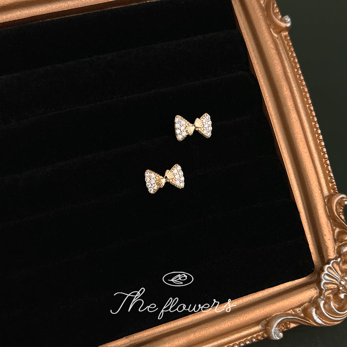 Gold-Tone Pavé Clear Crystal Mini Bow Stud Earrings